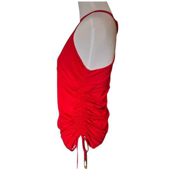 Athleta Side Scrunch Swim‎ Tankini Top Red Size L Swimwear Adjustable Ruched - Picture 3 of 8